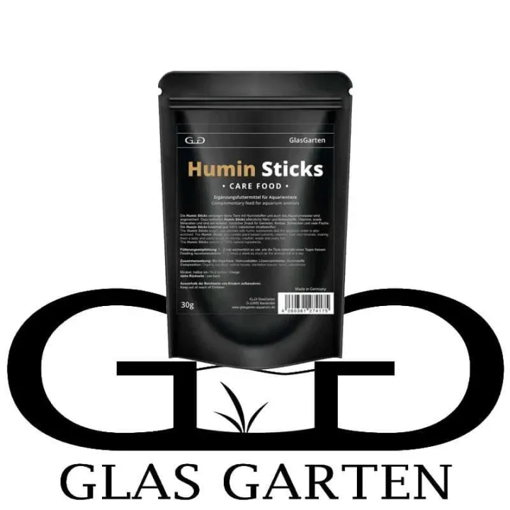 GlasGarten Humin Sticks 30 g — bâtonnets humiques Care Food pour crevettes et escargots